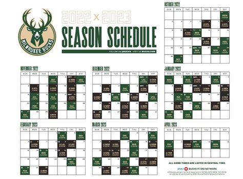 bucks schedule printable